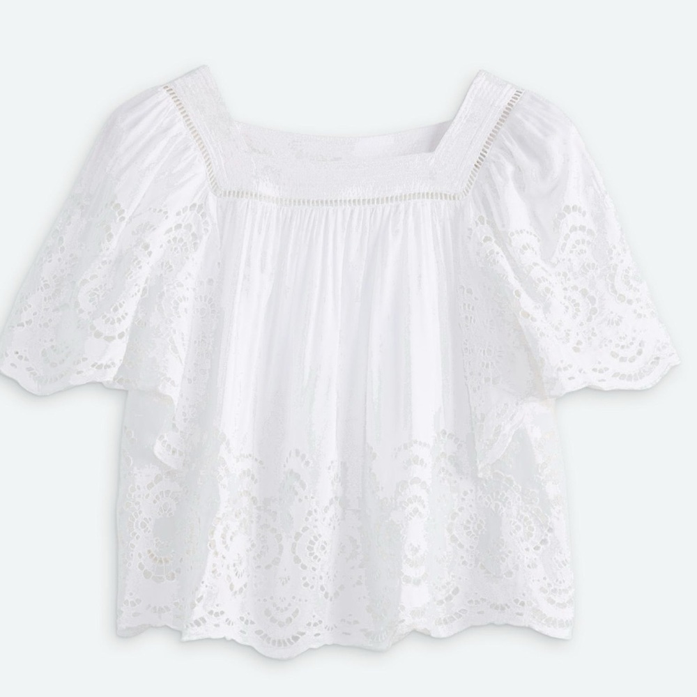Madewell Eyelet Flutter-Sleeve Top - White - XL - Picture 4 of 4